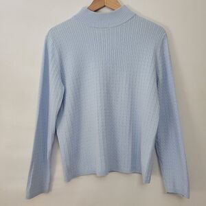 Vintage Baby Blue Cableknit Turtleneck Sweater